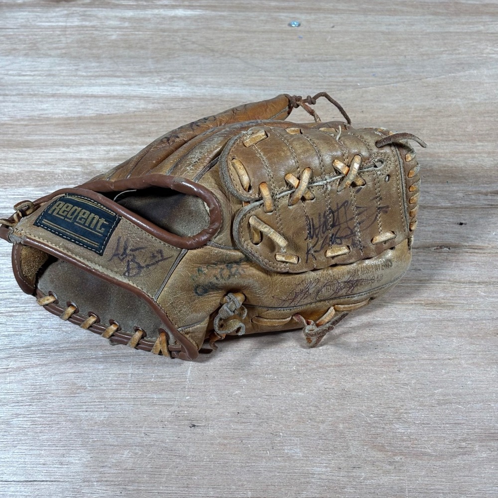 Vintage Regent Curt Simmons Autograph Baseball Glove Horsehide Signed Multi